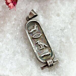 Sterling Silver Egyptian Pergament Hieroglyph Vintage Charm | Pendant | Trinket